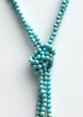 LINA LARIAT,  FRESHWATER, BAROQUE PEARLS, TURQUOISE