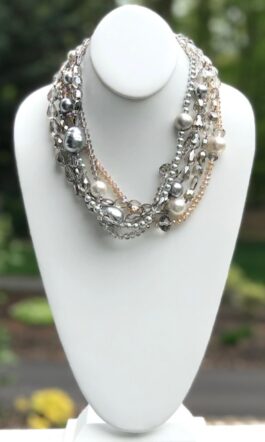 Champagne and Silver Statement Crystals with Shell Pearls