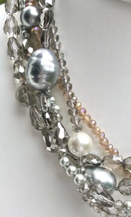 Champagne and Silver Statement Crystals with Shell Pearls