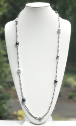 SILVER, WHITE SHELL PEARLS