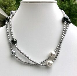 SILVER, WHITE SHELL PEARLS