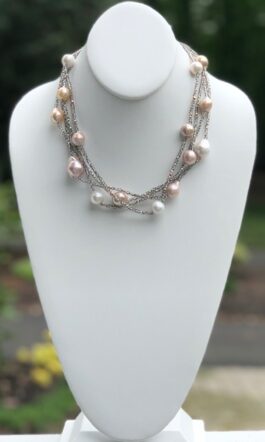 SOFT PINK, CREAM COLOR PEARLS, CRYSTALS