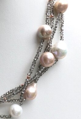 SOFT PINK, CREAM COLOR PEARLS, CRYSTALS