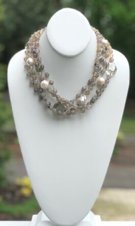 GREIGE AGATE, STATEMENT CRYSTALS, FRESHWATER PEARLS