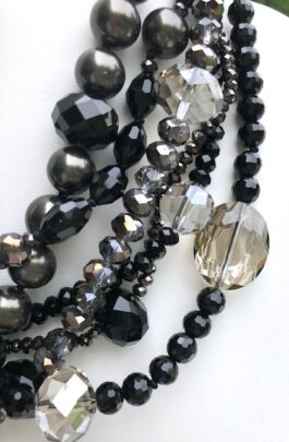 EBONY, SHELL PEARLS, STATEMENT CRYSTALS