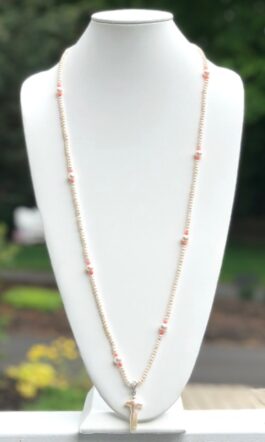 FRESHWATER PEARL CROSS, CORAL