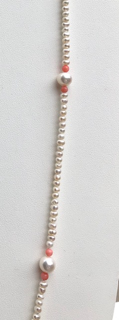 FRESHWATER PEARL CROSS, CORAL