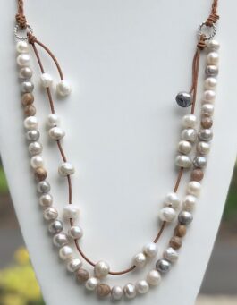 LEATHER, FRESHWATER PEARLS, AGATE
