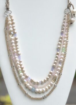 LEATHER, FRESHWATER PEARLS, CRYSTALS