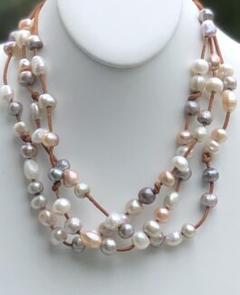 LEATHER, FRESHWATER PEARLS