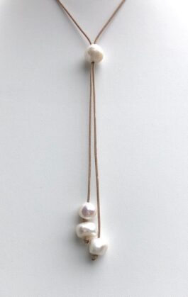 “FIVE PEARL NECKLACE”, FRESHWATER PEARLS