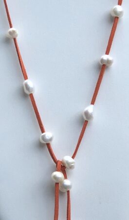 SUEDE, FRESHWATER PEARLS, LARIAT, LONG