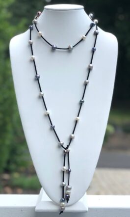 SUEDE, FRESHWATER PEARLS, LARIAT, LONG
