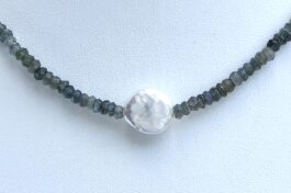 LABRADORITE STONES, FRESHWATER COIN PEARL