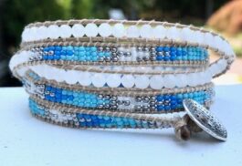WRAP BRACELET, SEED BEADS, SEMIPRECIOUS STONES