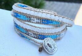 WRAP BRACELET, SEED BEADS, SEMIPRECIOUS STONES