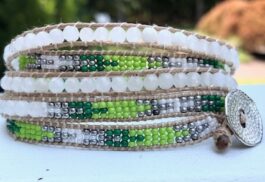 WRAP BRACELET, SEED BEADS, SEMIPRECIOUS STONES
