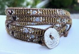 WRAP BRACELET, SEED BEADS, SEMIPRECIOUS STONES