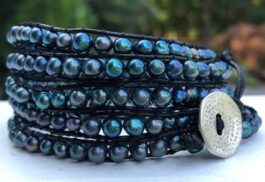 WRAP BRACELET, FRESHWATER PEACOCK COLOR PEARLS