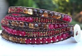 WRAP BRACELET, SEED BEADS, SEMIPRECIOUS STONES