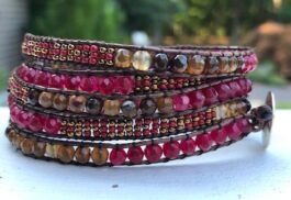 WRAP BRACELET, SEED BEADS, SEMIPRECIOUS STONES