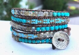 WRAP BRACELET, SEED BEADS, SEMIPRECIOUS STONES