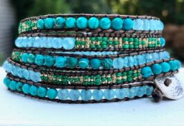WRAP BRACELET, SEED BEADS, SEMIPRECIOUS STONES