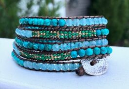 WRAP BRACELET, SEED BEADS, SEMIPRECIOUS STONES