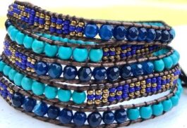 WRAP BRACELET, SEED BEADS, SEMIPRECIOUS STONES