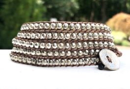 WRAP BRACELET, SILVER ZINC BEADS