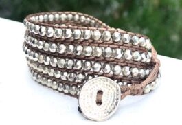WRAP BRACELET, SILVER ZINC BEADS