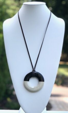 HORN JEWELRY, LACQUERED (APPLIED SHINY FINISH), ADJUSTABLE CORD