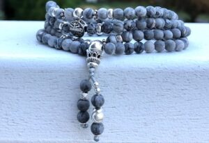 Jasper, semiprecious stones, sterling silver, stretch, wraps around wrist