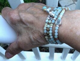 MALA BRACELET, SEMIPRECIOUS STONES, STERLING SILVER