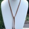 Lariat, brown leather, freshwater pearls, tie in front