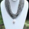 Labradorite, multi strand, freshwater pearl, enhancer, statement necklace, statement clasp, elaborate