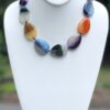 agate, semiprecious stones, colors, springring clasp, slices of agate