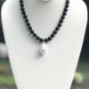 Classic, onyx, mat, enhancer, freshwater pearl, magnetic clasp, black, baroque, white