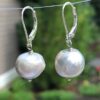 Classic, silver, round freshwater pearl, lever back