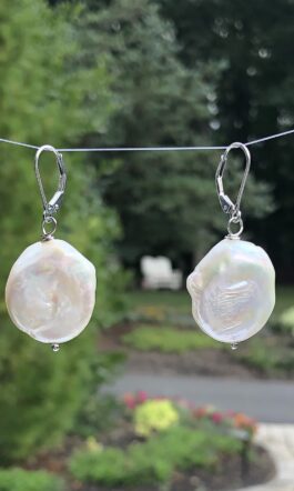 DISC SHAPE FRESHWATER PEARL, STERLING SILVER