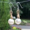 Freshwater pearls, knotted, tan, sterling silver