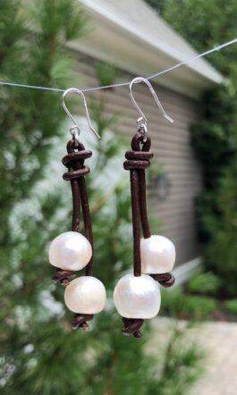 LEATHER, FRESHWATER PEARLS, STERLING SILVER