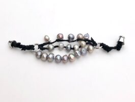 Trinity, Suede Cord, Tinted Freshwater Pearls, Magnetic Clasp