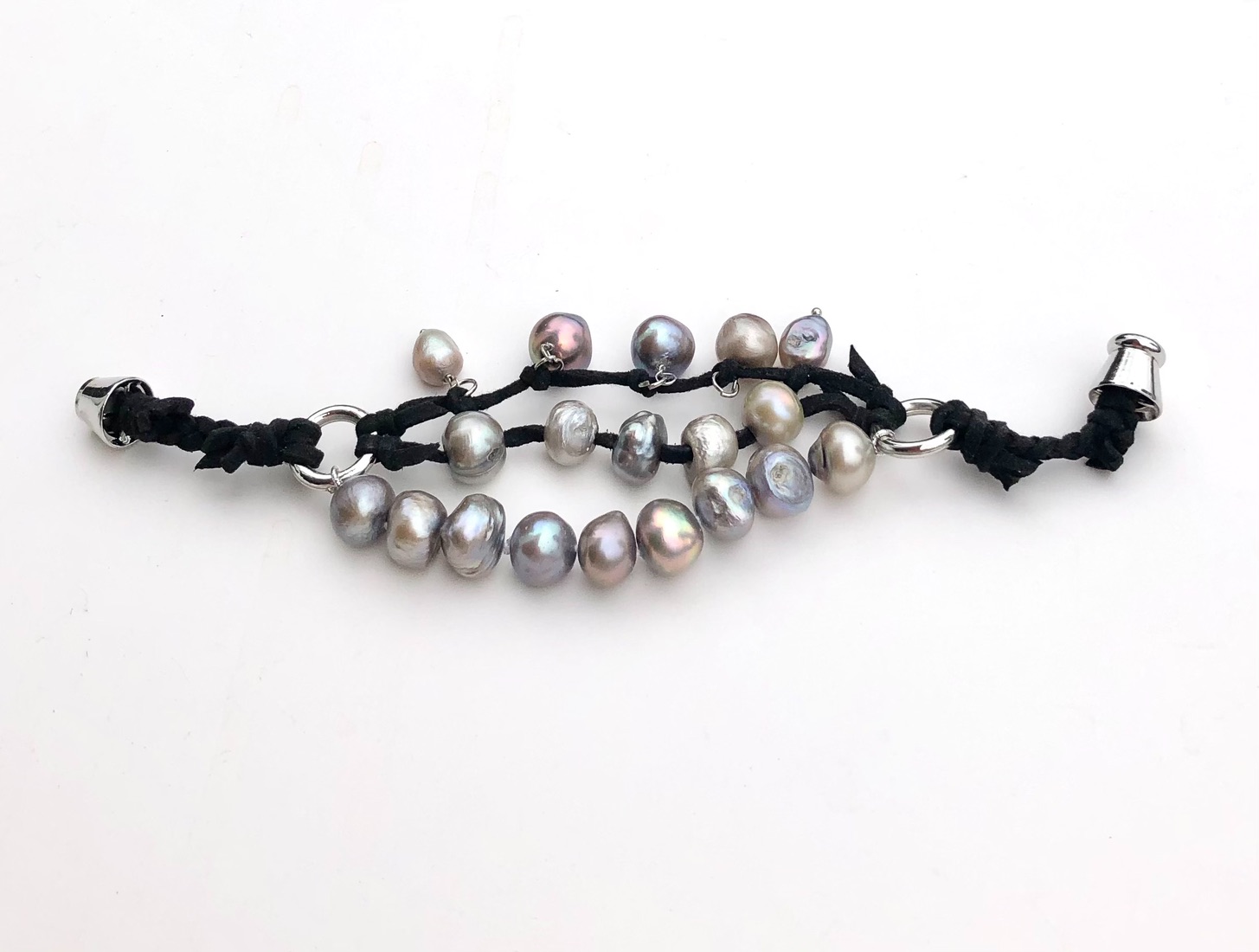 Trinity, braided, leather, magnetic, multi strand, black, informal, baroque