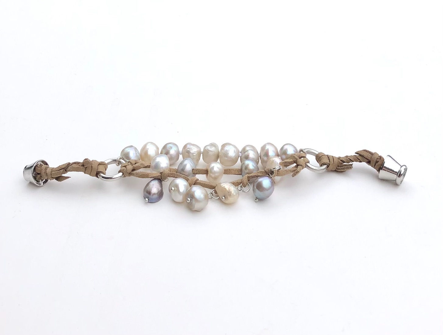 Trinity, braided, leather, magnetic, multi strand, tan, brown, informal, baroque