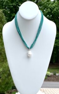 MULTI-STRAND TURQUOISE, BAROQUE FRESHWATER PEARL